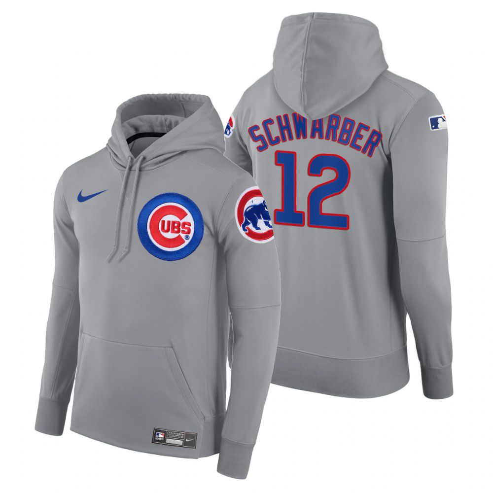 Men Chicago Cubs #12 Schwarber gray road hoodie 2021 MLB Nike Jerseys->customized mlb jersey->Custom Jersey
